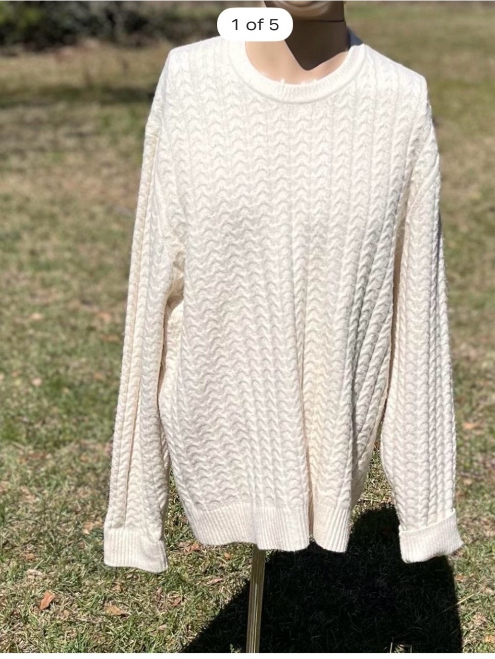 Abercrombie & Fitch Cream Cable Knit Scoop-Neck Sweater Size XXL